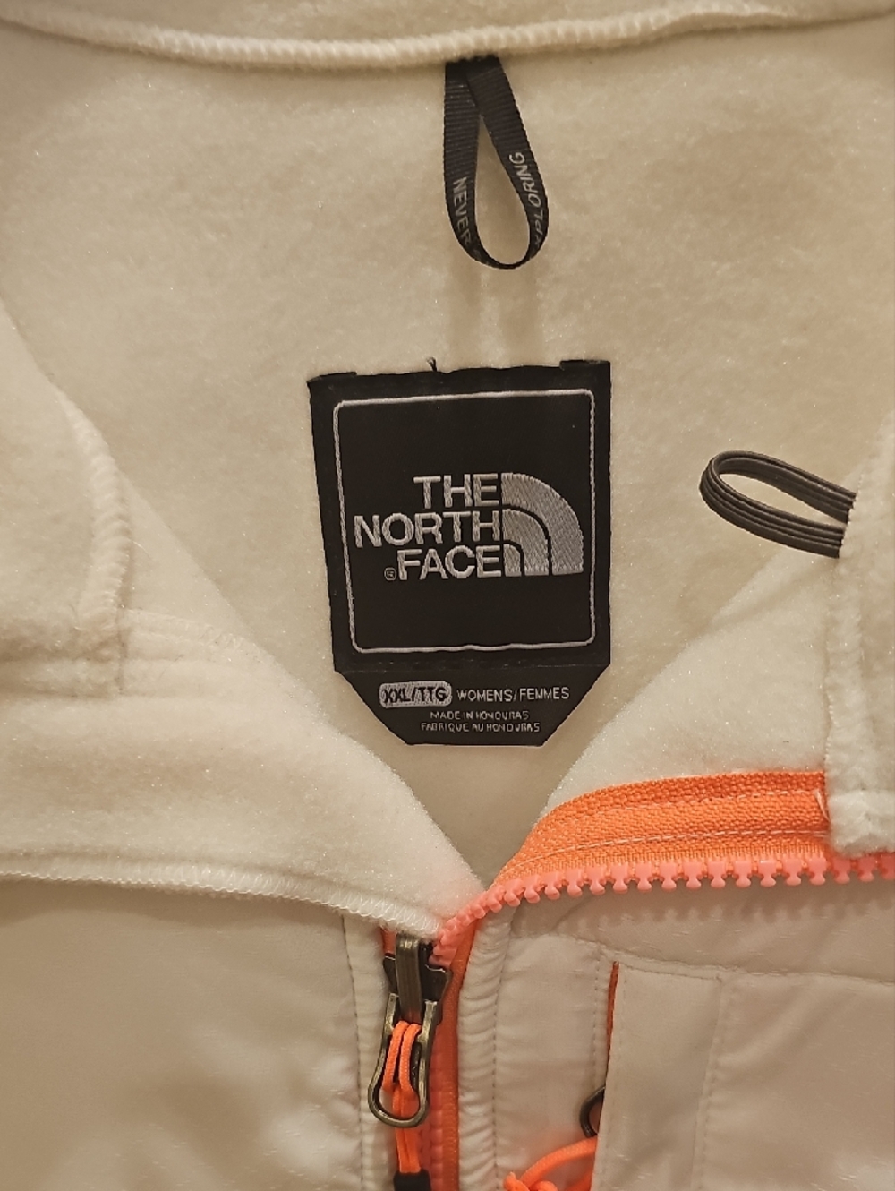 The North Face Denali White Fleece Jacket with Coral Pink Trim NWT - Picture 2 of 13